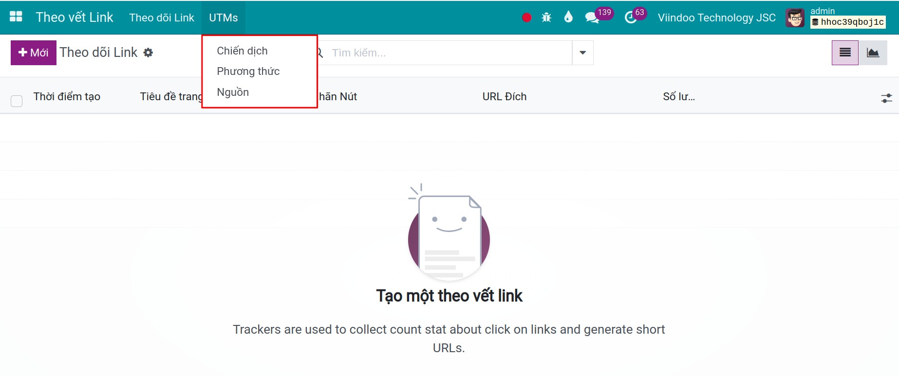UTMs trong ứng dụng Theo dõi Link