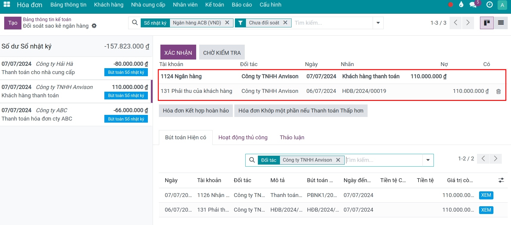 Xác nhận giao dịch