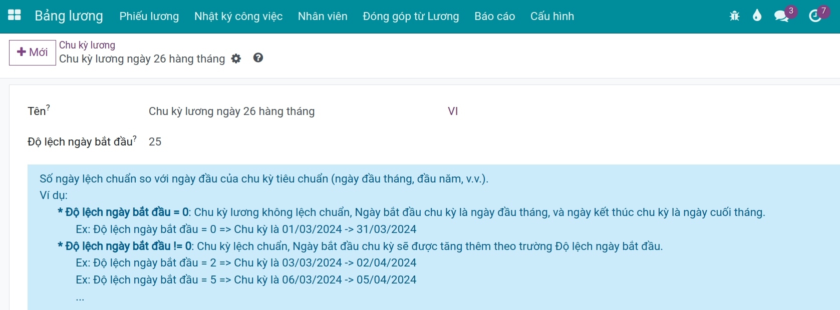 Mẫu chu kỳ lương ngày 26 hàng tháng
