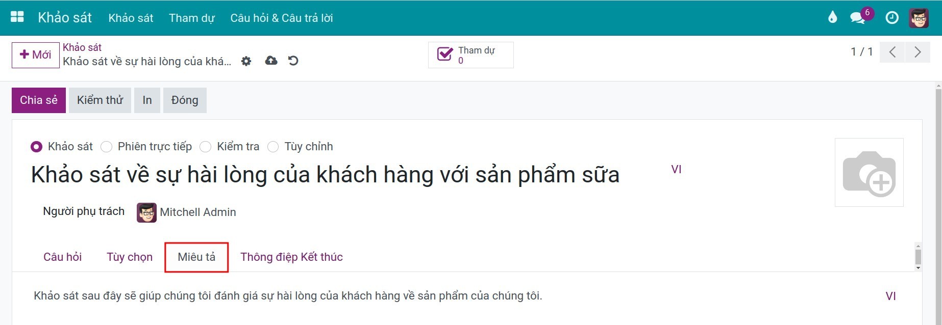 Thêm miêu tả khảo sát