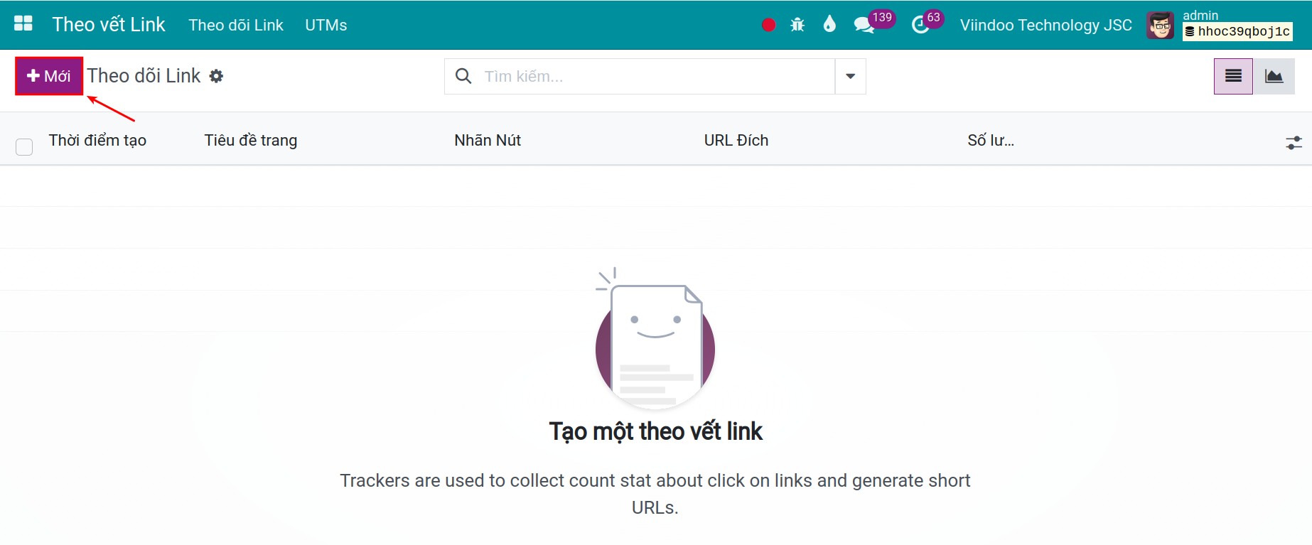 Tạo theo vết link mới