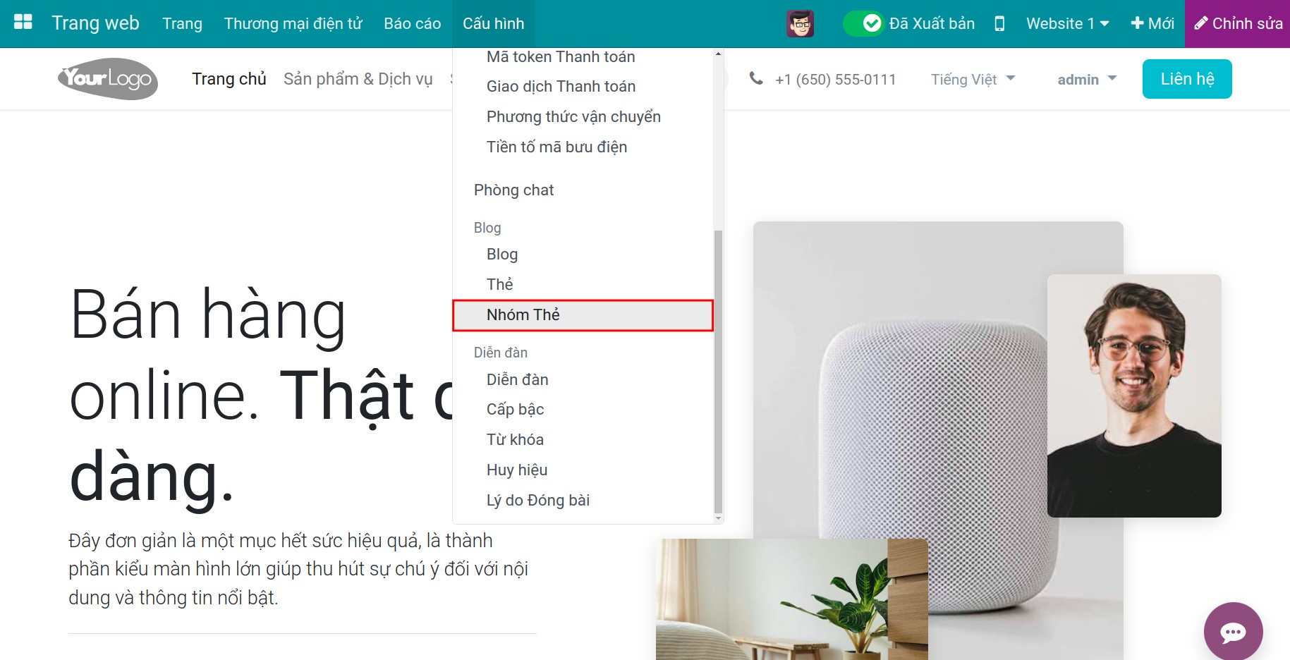 Cấu hình thẻ cho bài blog