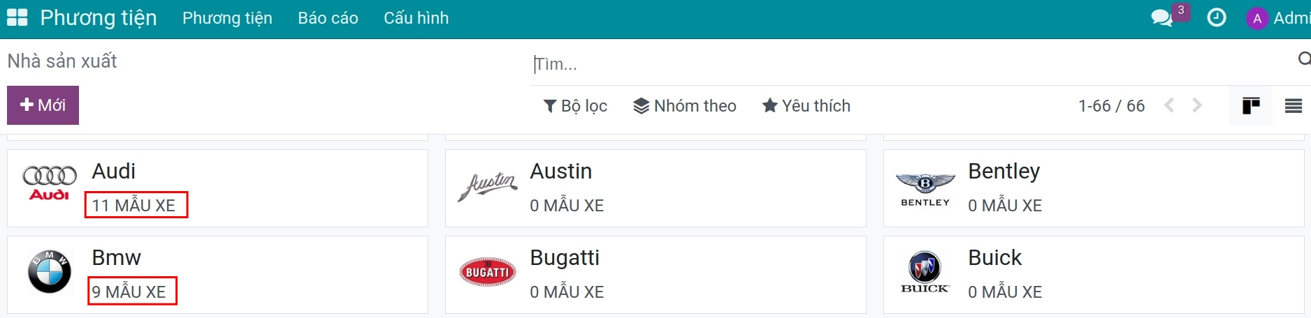 so luong mau xe