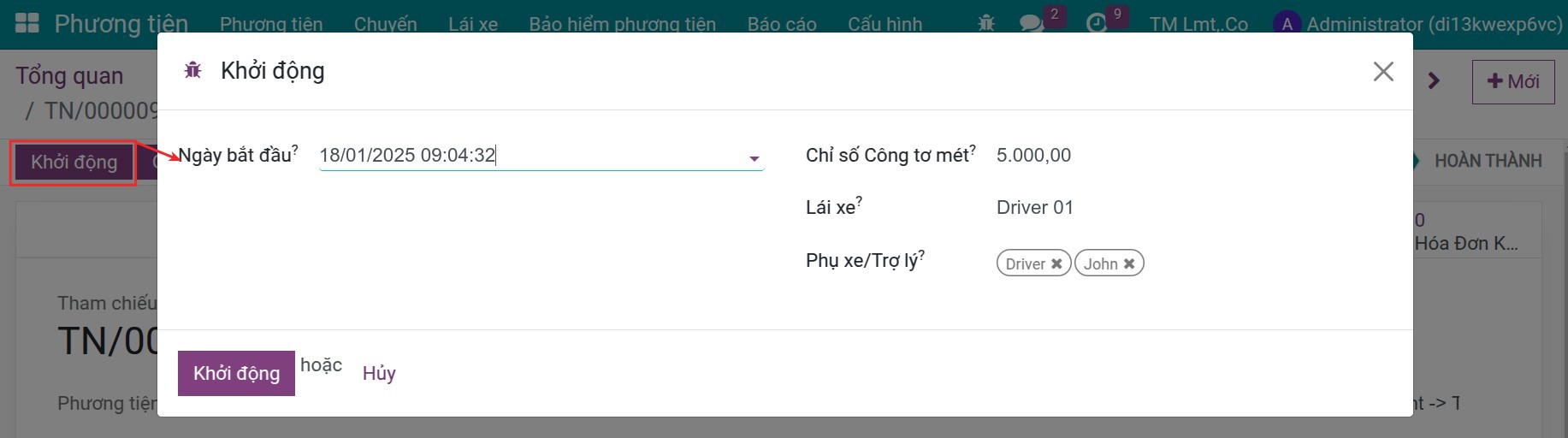 Quản lý các chuyến đang hoạt động