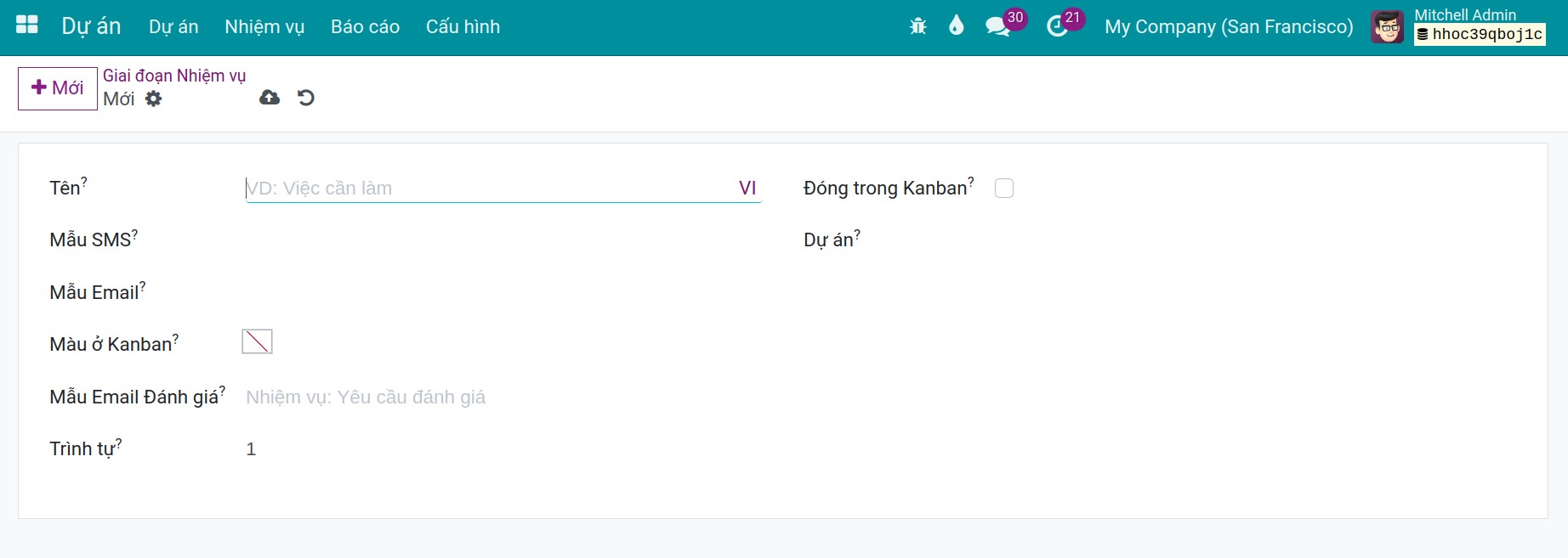 Tạo mới giai đoạn Viindoo