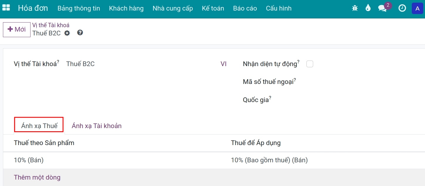 Thiết lập vị thế tài khóa cho thuế đã bao gồm trong giá