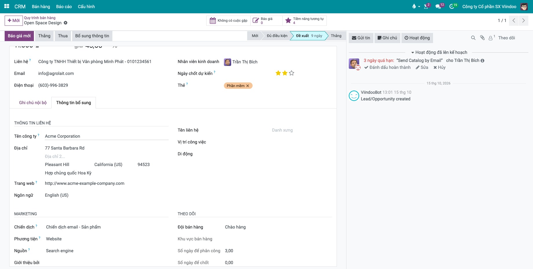 Các trường marketing Chiến dịch, Phương tiện, Nguồn và Giới thiệu bởi trong tab Thông tin bổ sung của tiềm năng