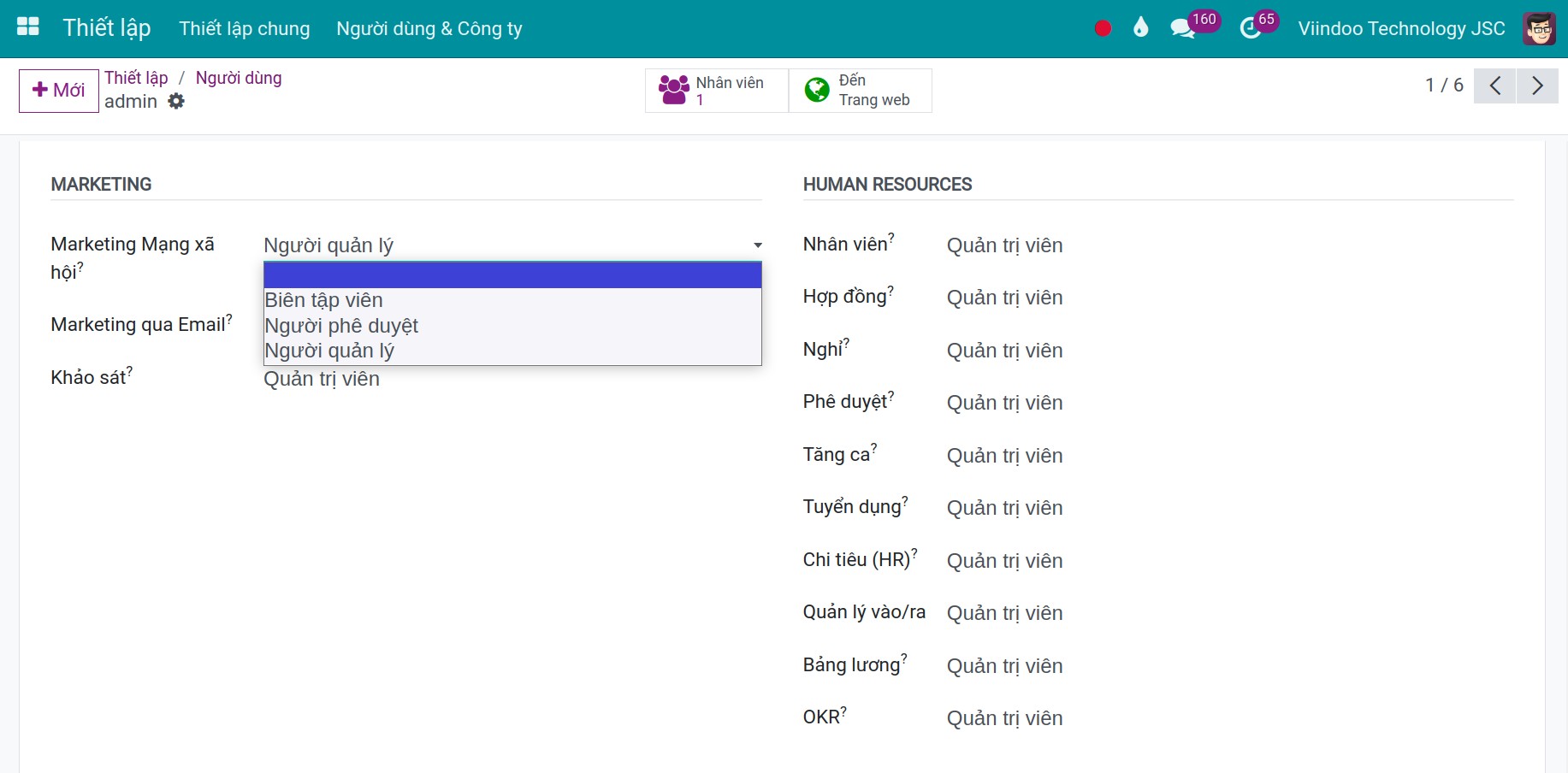Phân quyền người dùng cho ứng dụng Social Marketing