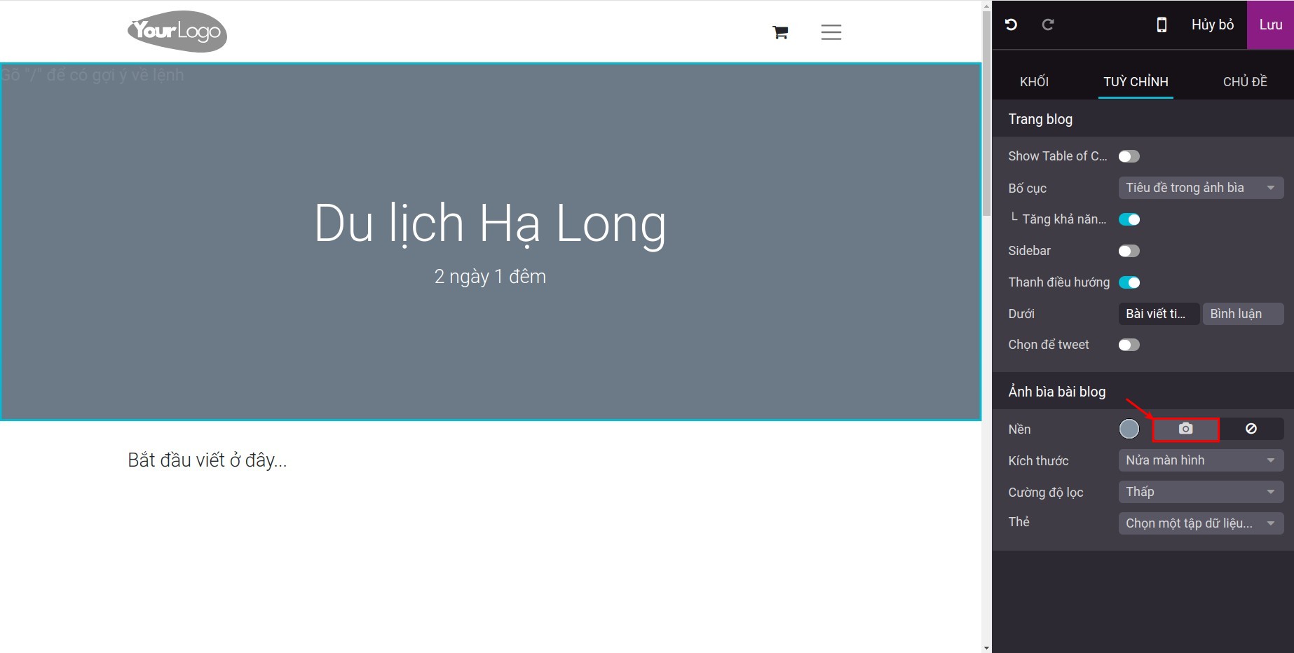 Thêm ảnh cho tiêu đề blog
