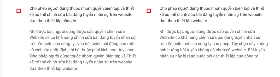 Thiết lập trình chỉnh sửa cho phép người biên tập website sửa các trang tuyển dụng