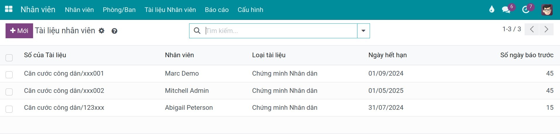 Danh sách tài liệu