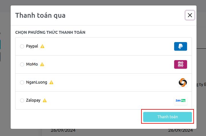Phương thức thanh toán online - Phần mềm kế toán Viindoo