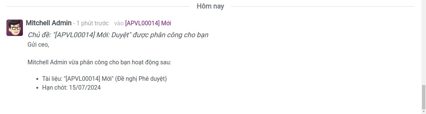 Thông báo phê duyệt cấp 1 - Viindoo