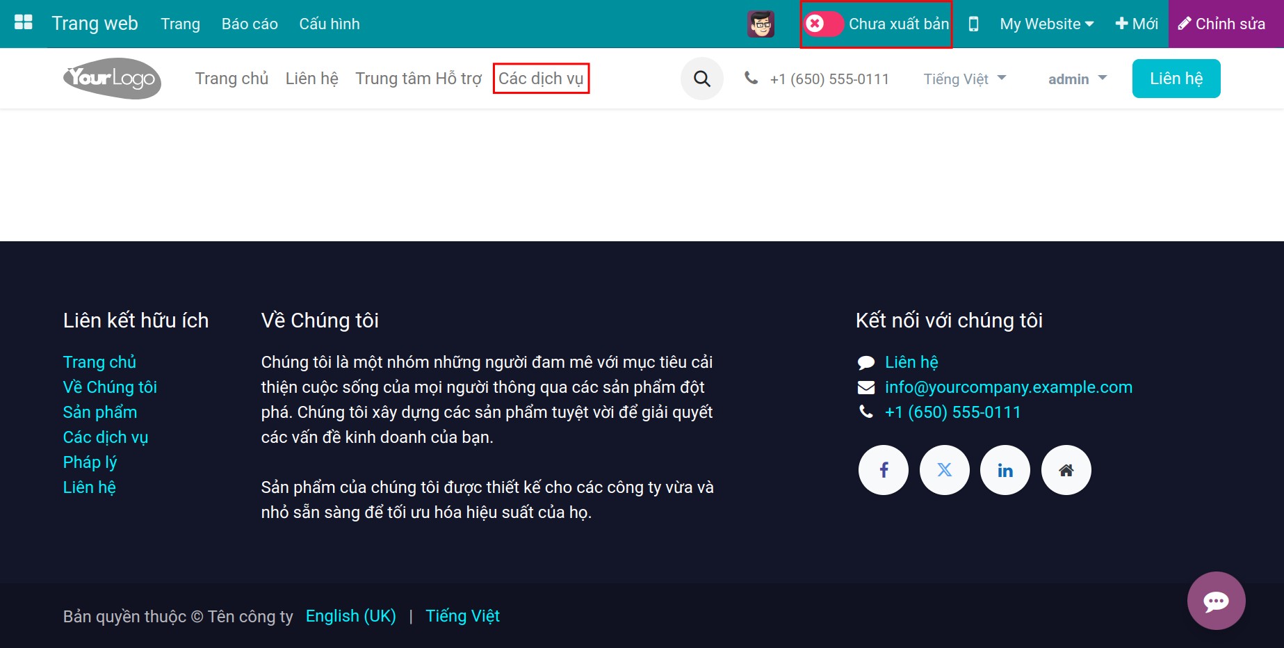 Thêm trang web vào trình đơn