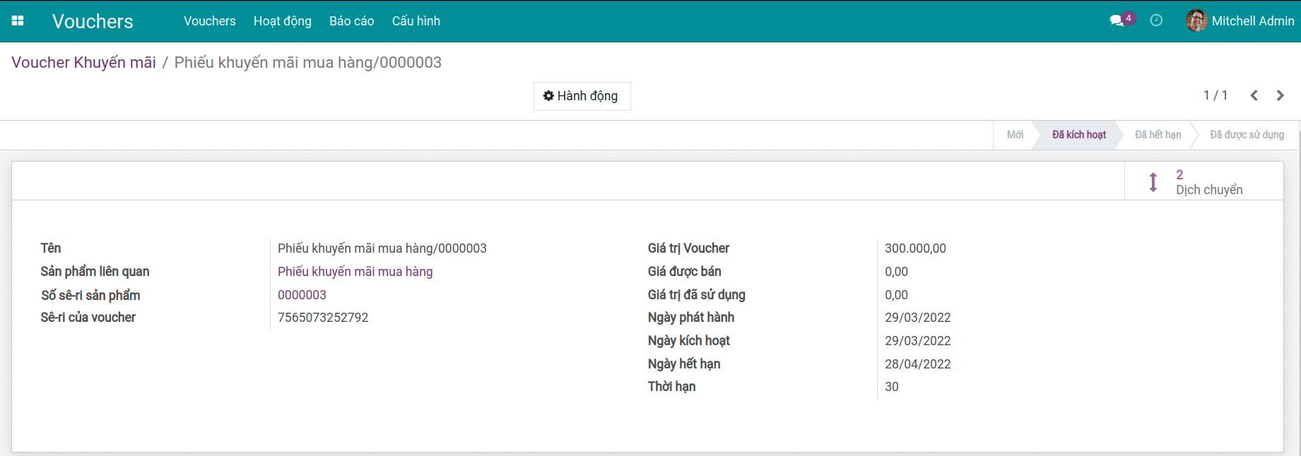 Thông tin chi tiết voucher