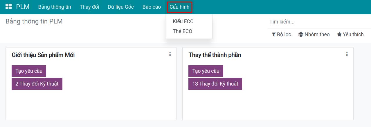 Giao diện truy cập vào lệnh thay đổi kỹ thuật (ECO)