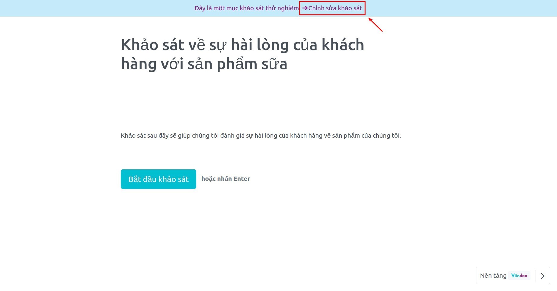 Trở lại giao diện tạo khảo sát