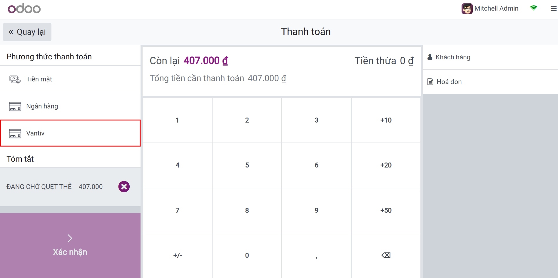 Thanh toán với máy quẹt thẻ Vantiv