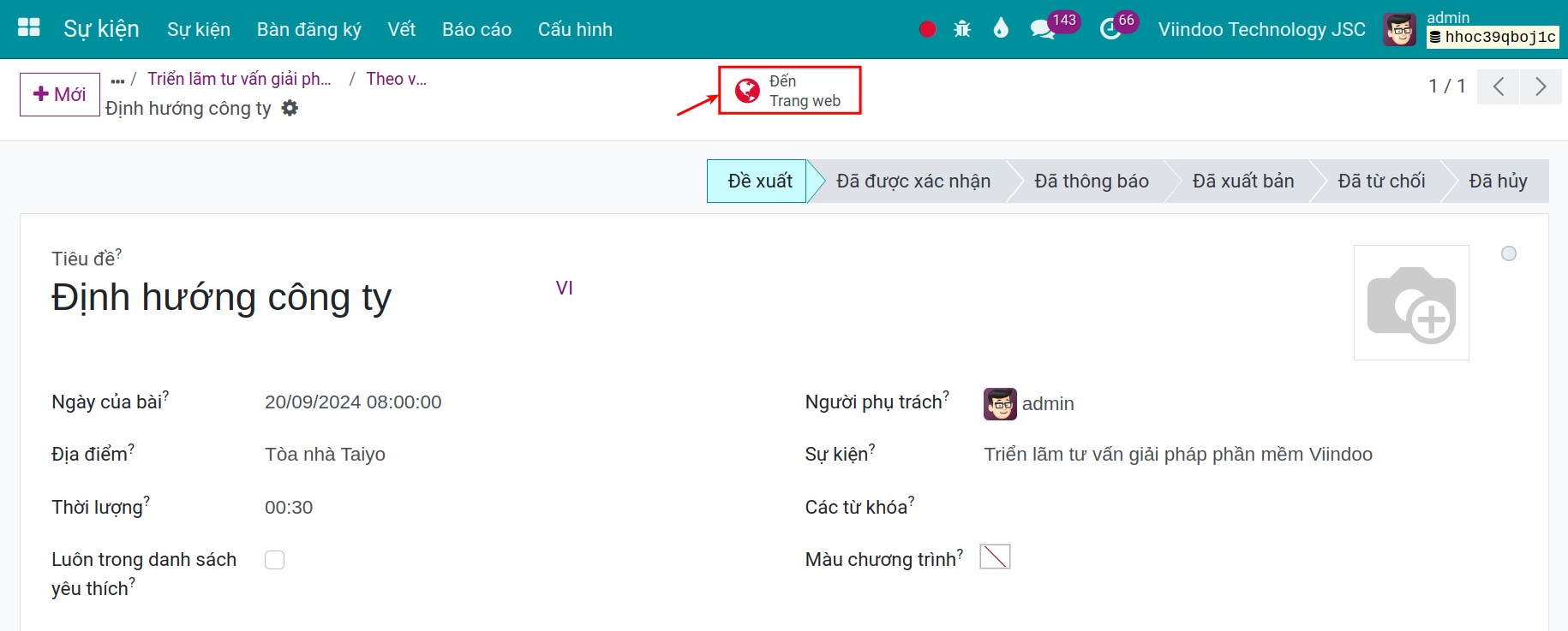 Vào giao diện website