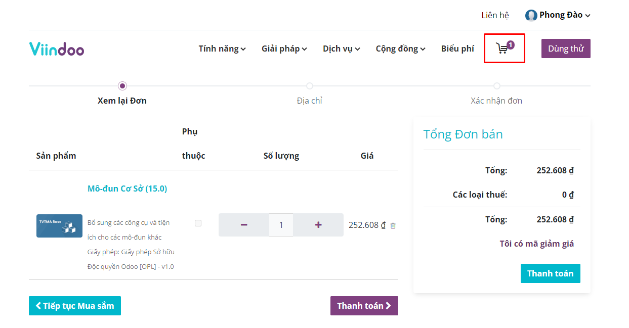 đi đến giỏ hàng