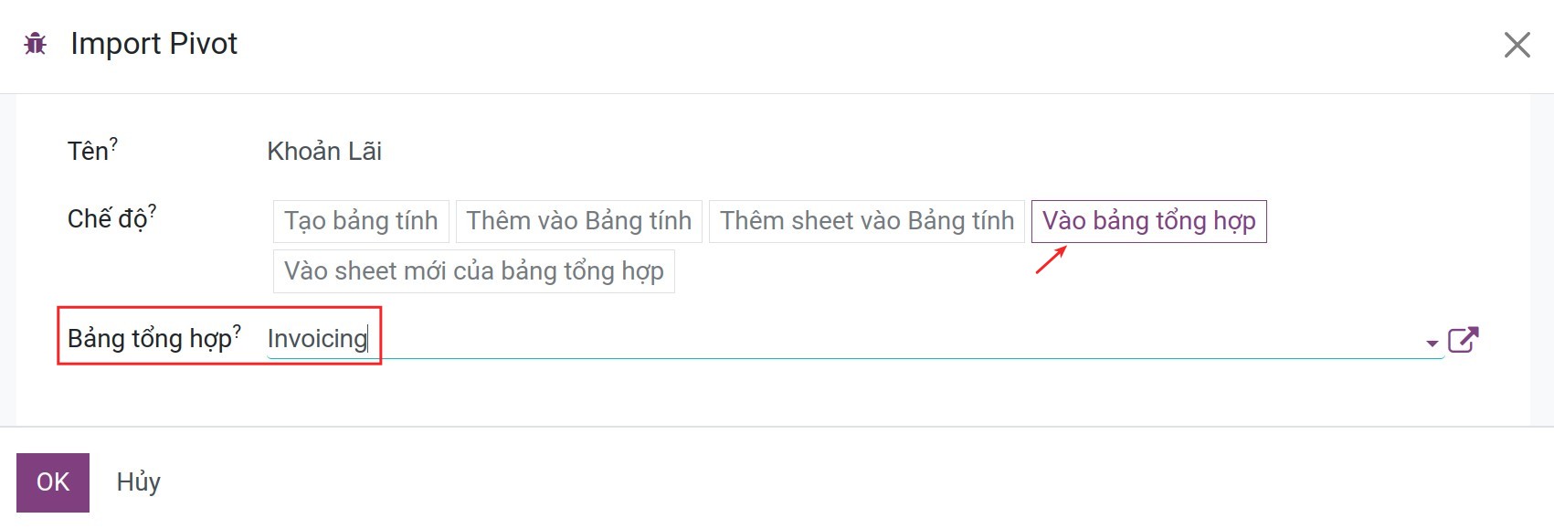Đưa báo cáo này vào giao diện Bảng phân tích