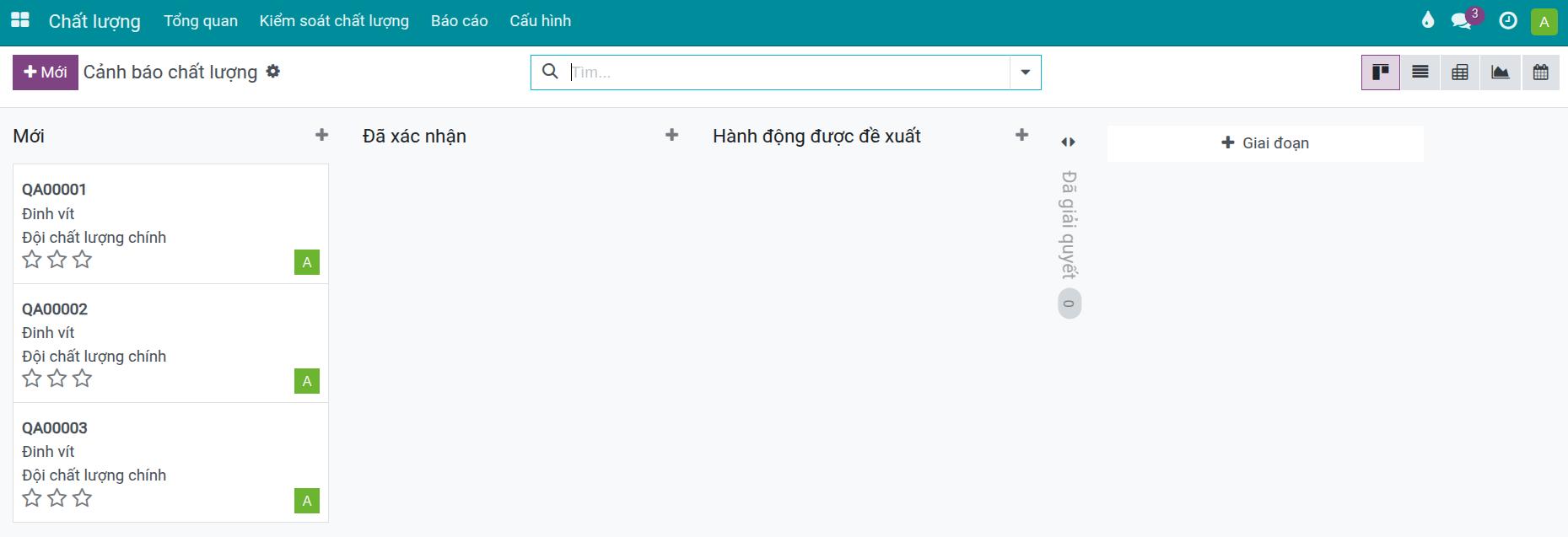 Danh sách Cảnh báo Chất lượng