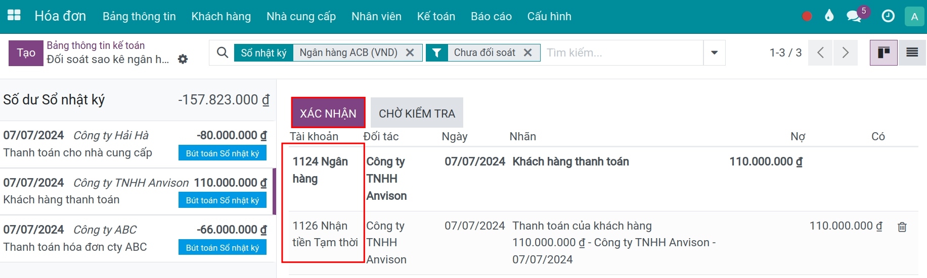Xác nhận sao kê