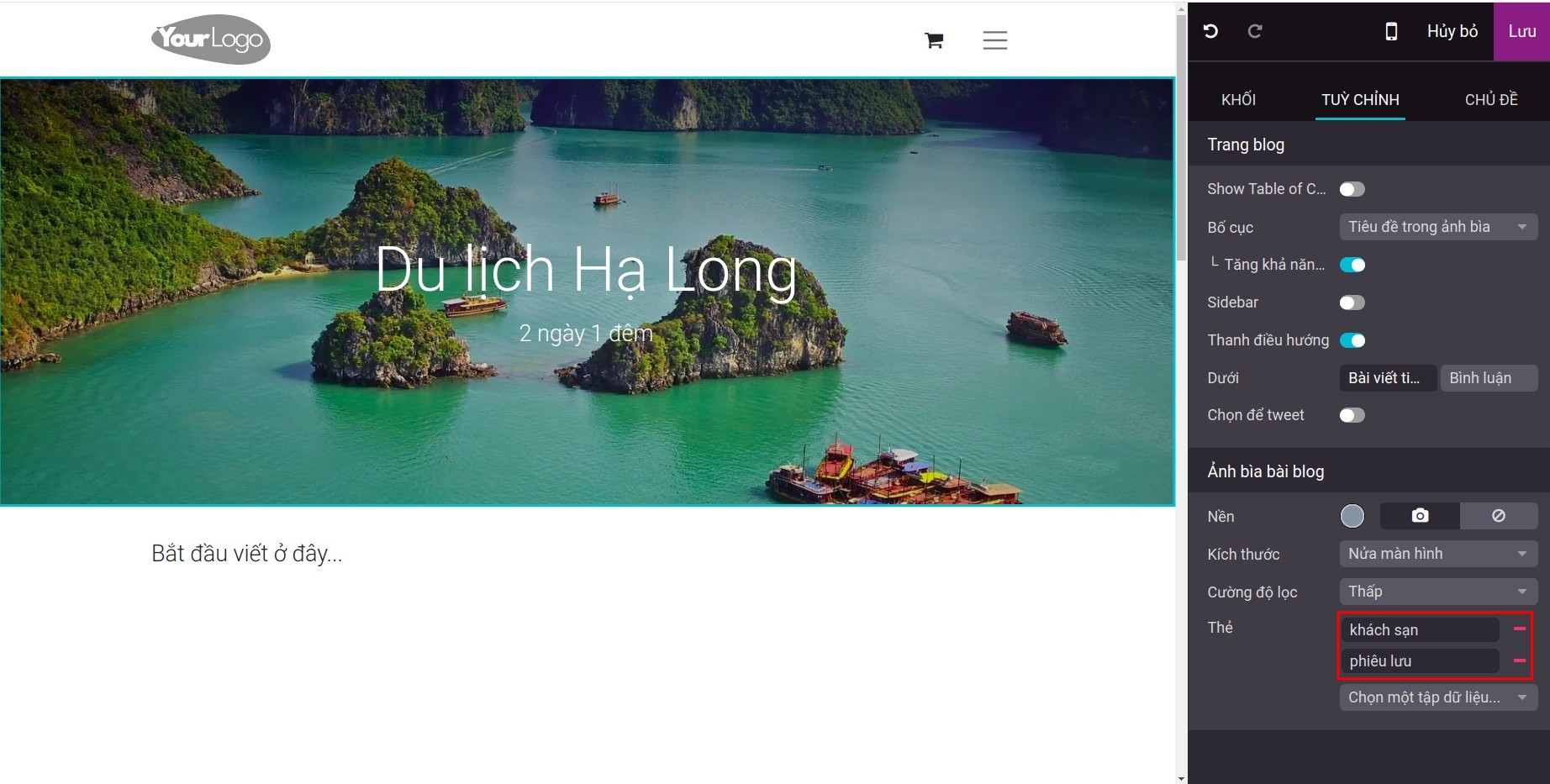 Thêm ảnh cho tiêu đề blog