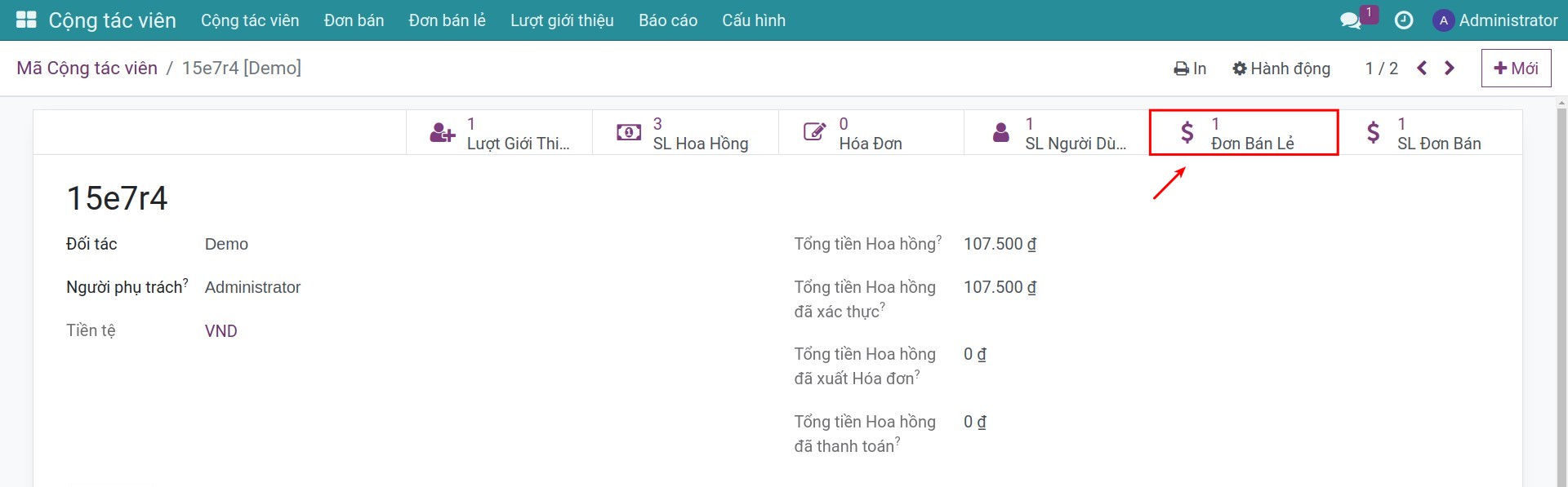 Chọn mã cộng tác viên