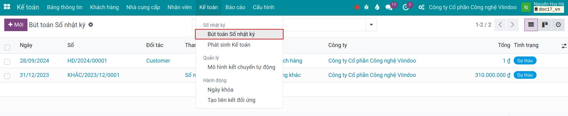 Bút toán sổ nhật ký