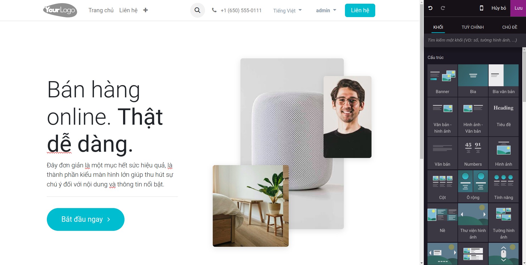 Thả khối nội dung vào trang web