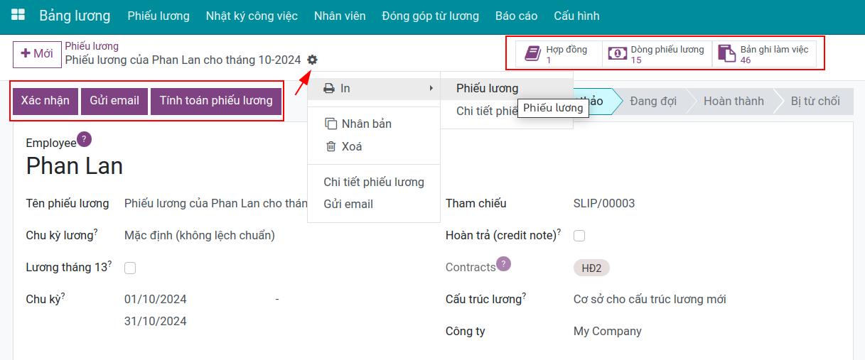 Giao diện phiếu lương Viindoo.