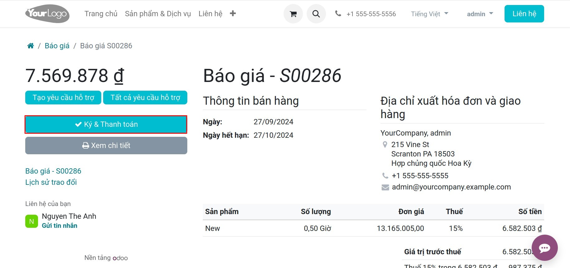 Thông tin báo giá