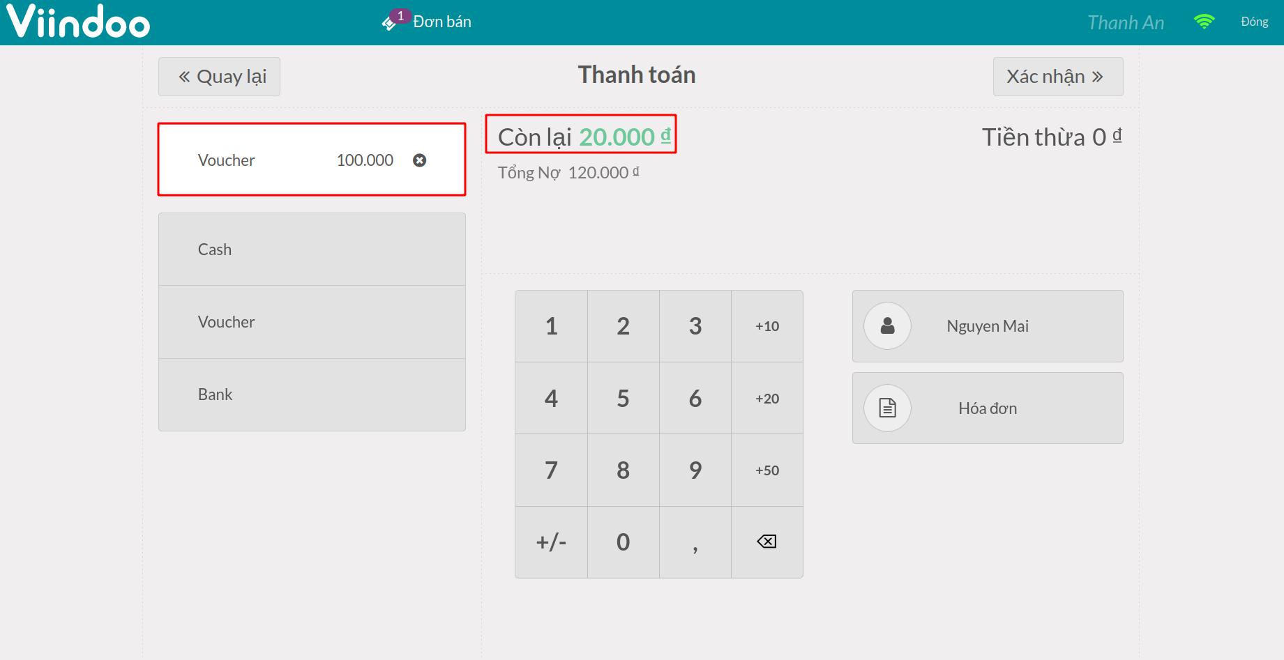 Giá trị đơn bán sau khi áp dụng mã voucher