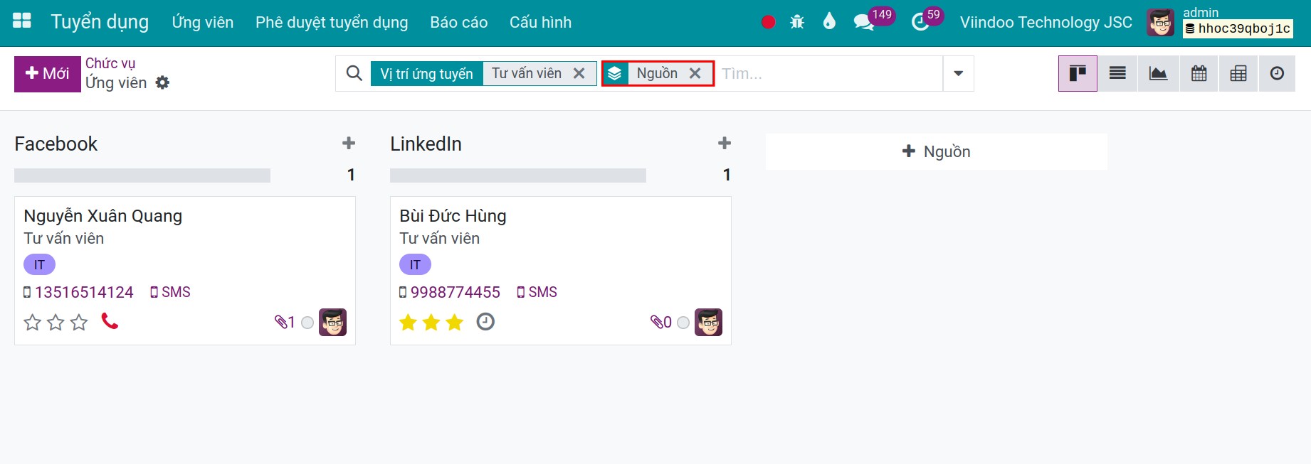Nhóm ứng viên theo nguồn