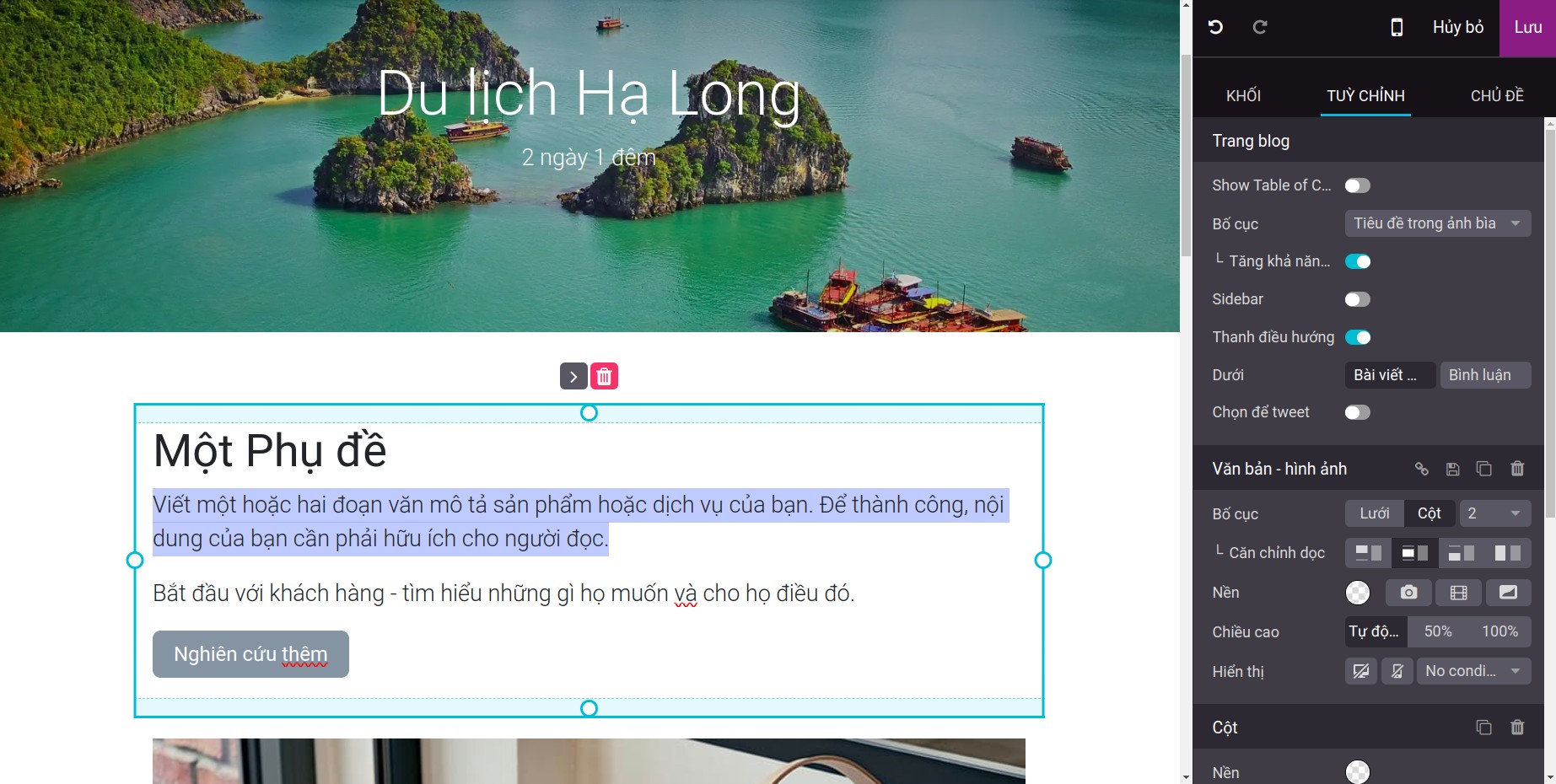 Chỉnh sửa nội dung bài blog
