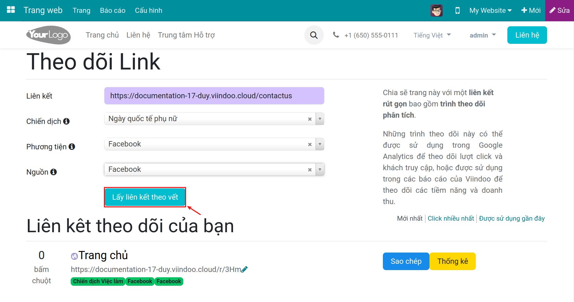Lấy liên kết link