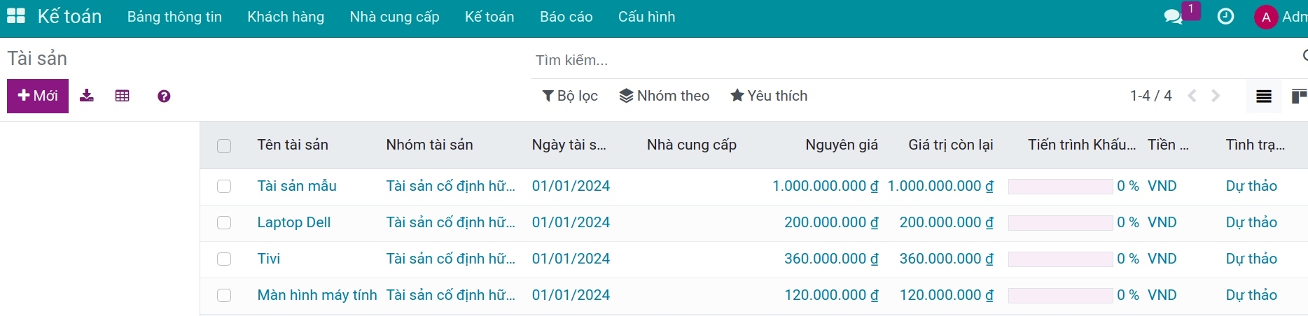 Tài sản đã tải lên hệ thống