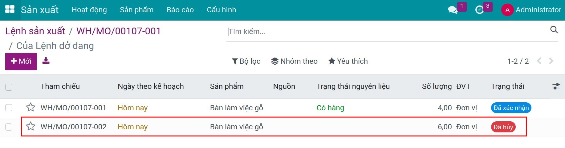Mở yêu cầu gia công liên quan