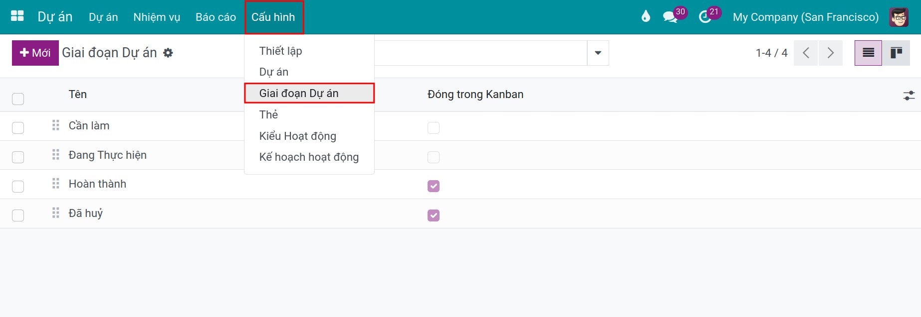Thiết lập thông tin dự án Viindoo