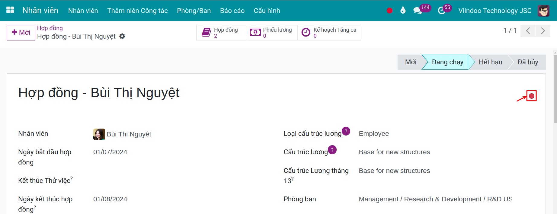 Đặt về chờ gia hạn hợp đồng