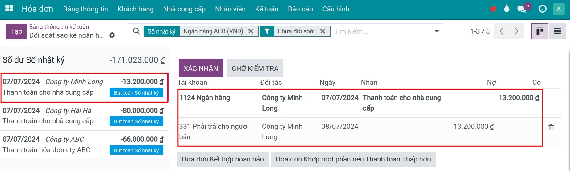 Đối soát sao kê