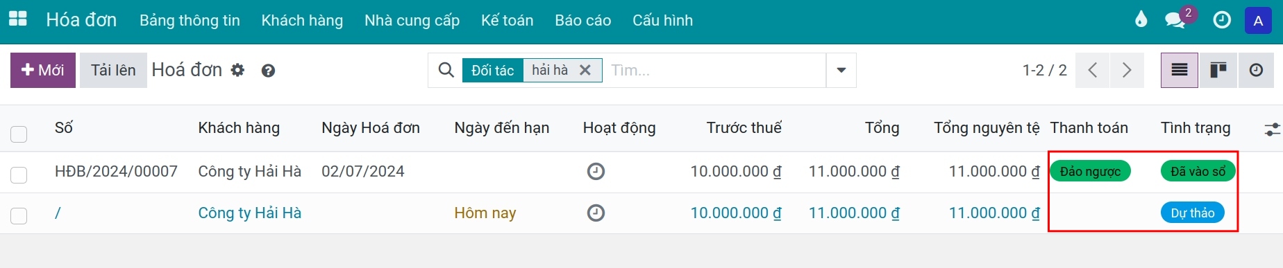 Hóa đơn được nhân bản từ hóa đơn gốc - kế toán Viindoo
