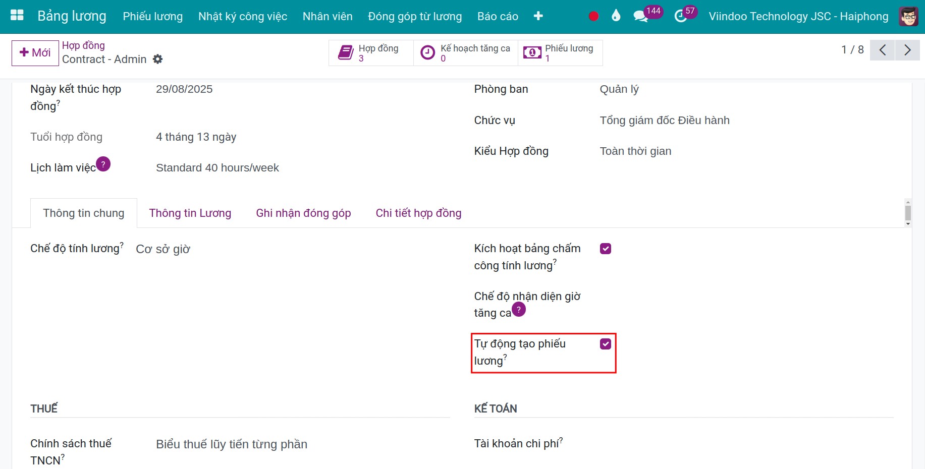 Tự động tạo phiếu lương - Phần mềm quản lý tính lương Viindoo