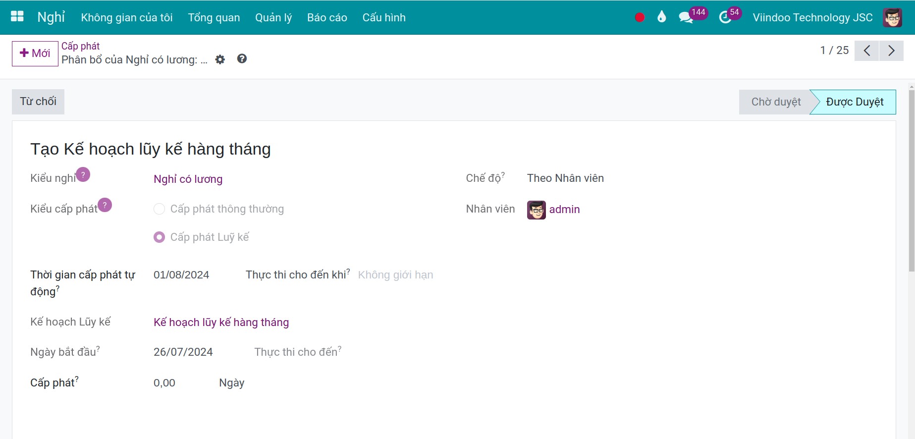 tạo kế hoạch hàng tháng