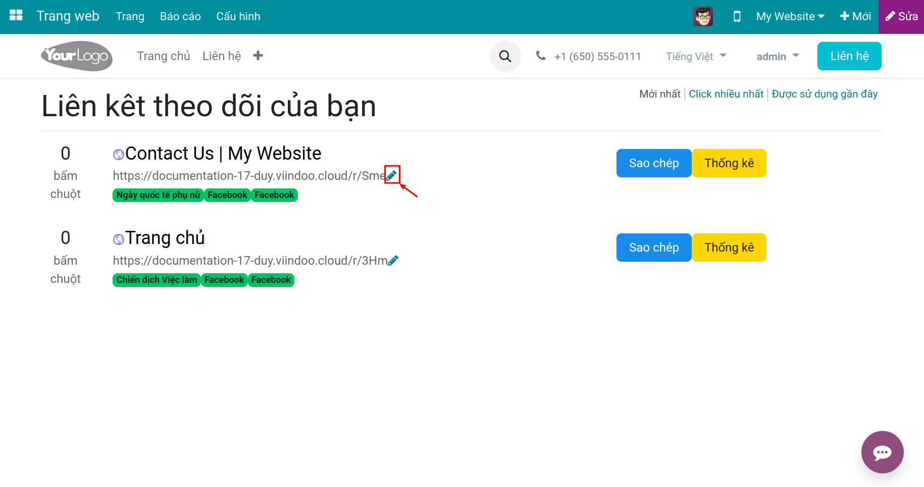Chỉnh sửa theo vết link