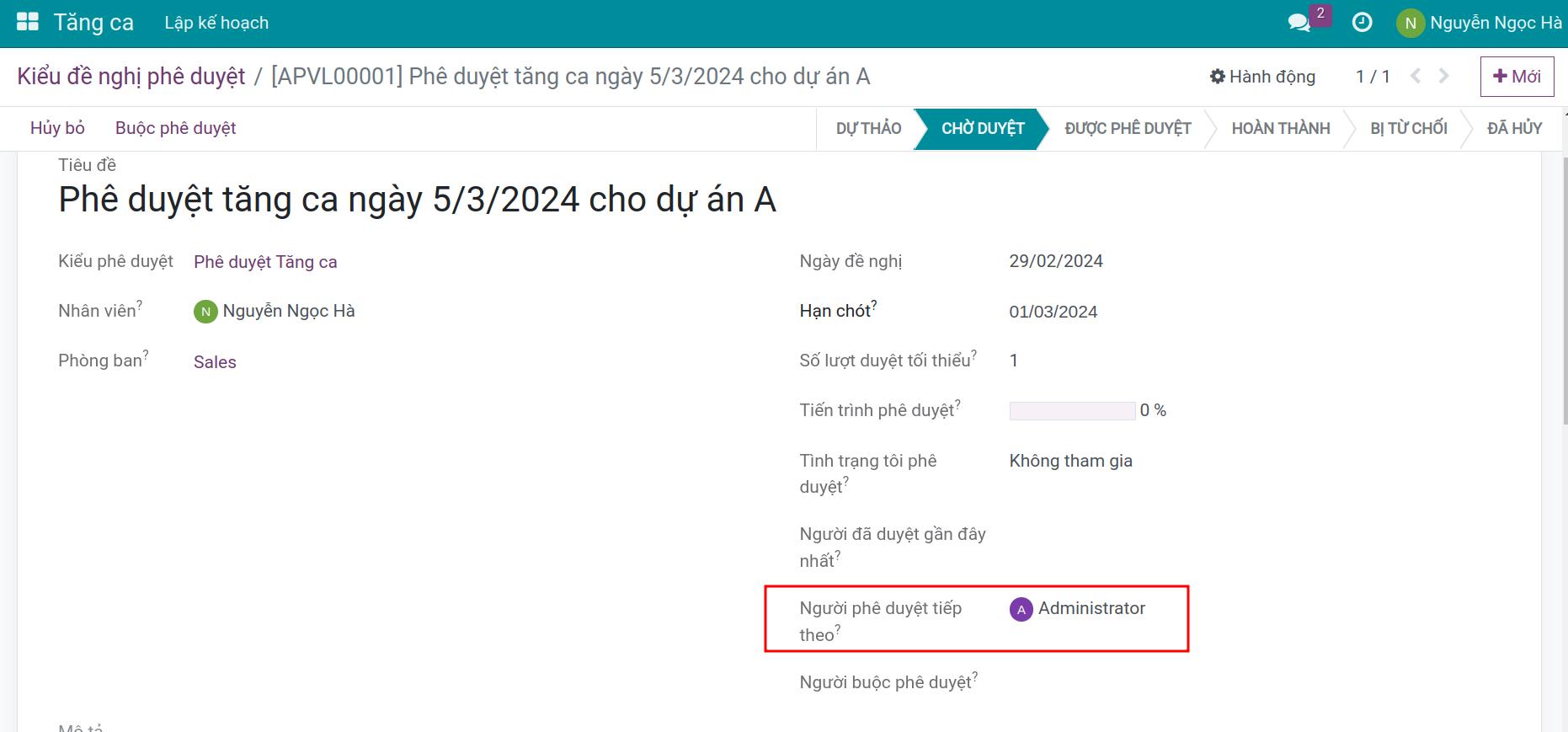 Người phê duyệt tiếp theo