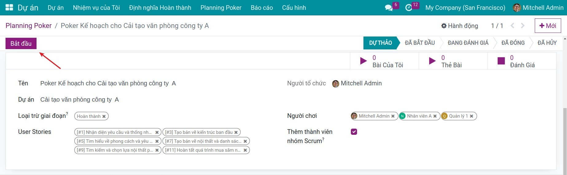 Planning Poker bước 1