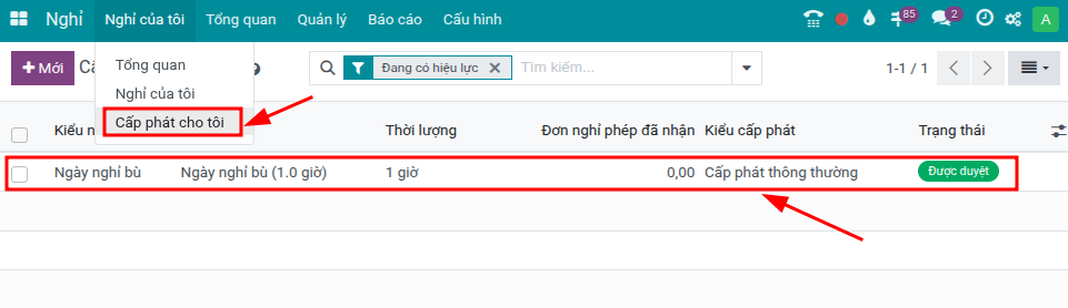kiểu nghỉ bù