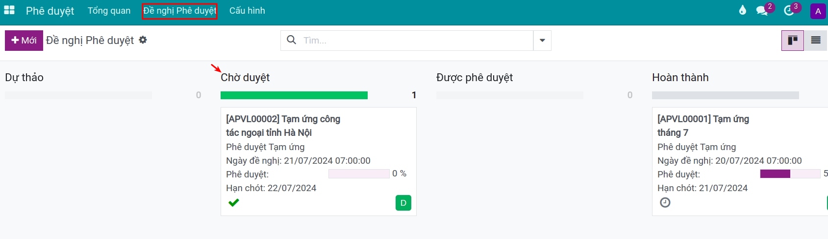 Tìm phiếu đề nghị